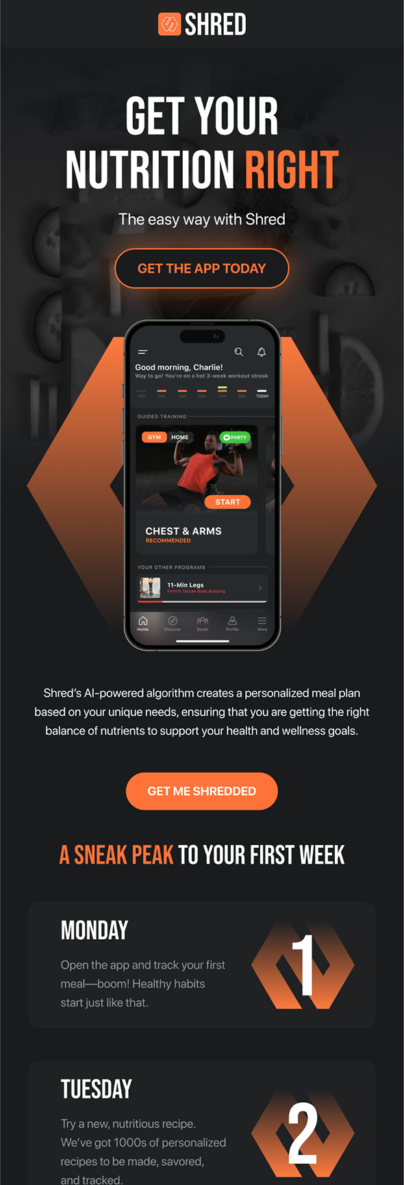 Nurture email design example